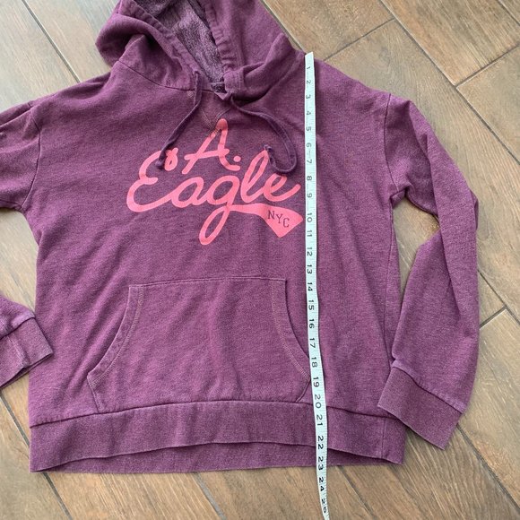 American Eagle Logo Purple Pullover Hoodie Sweatshirt sz L Y2K - Picture 4 of 5